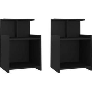 sengeborde 2 stk. 40x35x60 cm konstrueret træ betongrå