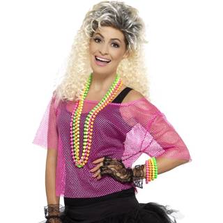 80er Jahre Netz Shirt pink L/XL