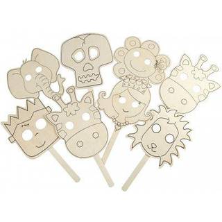 16 Træmasker til Kreativitet - 8 Designs, 35x22 cm