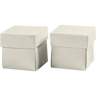 Fold-selv-æsker 5,5x5,5 cm - 10 stk. råhvid