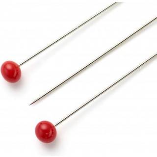 Stecknadeln fein mit Glaskopf rot 35mm 5g - Silber, Rot