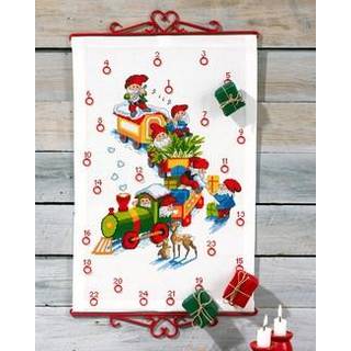 Broderikit Tog/nisser B5125/35 35x54 cm Kors- og stikkesting for detaljer. Vinteridyl med tog og nissermotiv. Dimensioner: 35x54cm. Aida-stof, 5,4 tråde/cm. 18 farver DMC Mouliné.