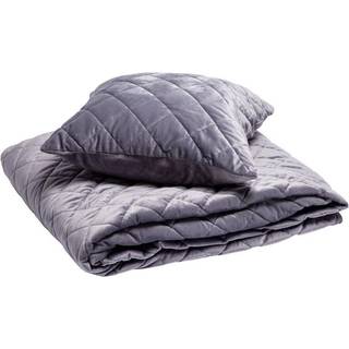 Kosta Linnewäfveri 421038 sengetæppe og pude fløjl Grey 180x260