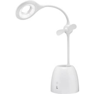 LED bordlampe Ventilator + penneholder - Hvid