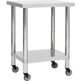 arbejdsbord med hjul til køkken 80x30x85 cm rustfrit stål