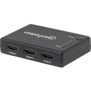 Manhattan 4K Compact 4-Port HDMI Splitter, 4K@30Hz, AC Powered, Boxed, Black (Euro 2-pin plug) Video-/audiosplitter HDMI