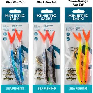 Kinetic Sabiki Soft Tail UV Rig - Black Fire Tail