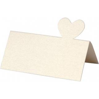 Elegante råhvide bordkort 8x8,5 cm - 20 stk.