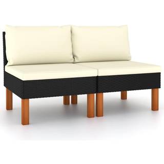 midterdele til sofa 2 stk. polyrattan og massivt eukalyptustræ