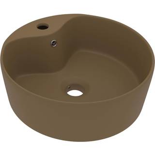 luksuriøs håndvask med overløb 36x13 cm keramik mat cremefarvet