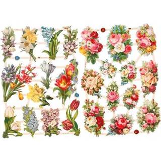 Glansbilleder, forårsblomster, ark 16,5x23,5 cm, 2 ark/ 1 pk.