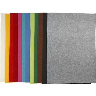 Hobbyfilt, ark 42x60 cm, tykkelse 3 mm, ass. farver, 120 ark/ 1 pk.
