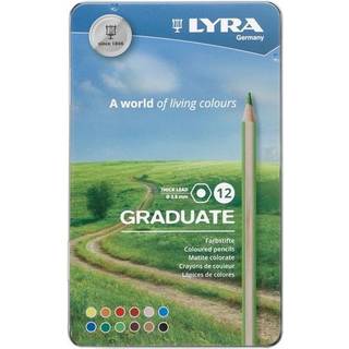 Lyra Graduate Farveblyanter i metaletui, 12 stk Sæt med 12 stk farveblyanter fra Lyra Graduate. Stregbredden på farveblyanterne er 3,8 mm. Farveblyanterne kommer i en smart og praktisk metalæske..