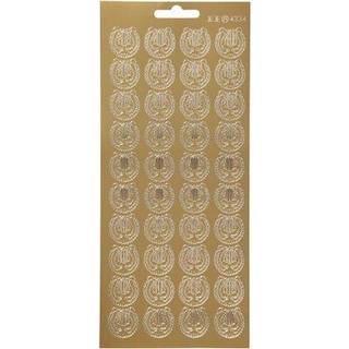 Guld Lyre Stickers - 10x23 cm, Selvklæbende Ark