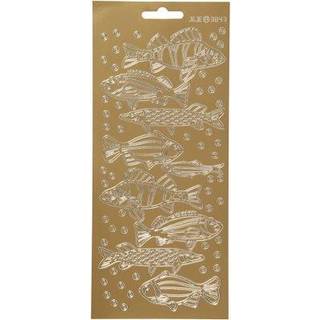 Guld Fiskestickers - 10x23 cm, 1 ark