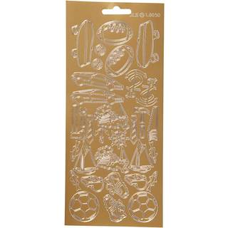 Guld Sport Stickers - 10x23 cm, 1 ark