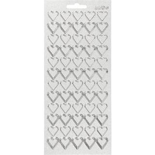 Sølv Hjerte-Stickers 10x23 cm - Elegant Dekoration