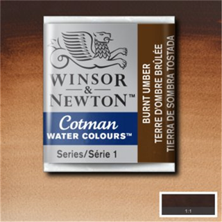 Winsor & Newton Cotman akvarelfarve half pan – Burnt Umber 076