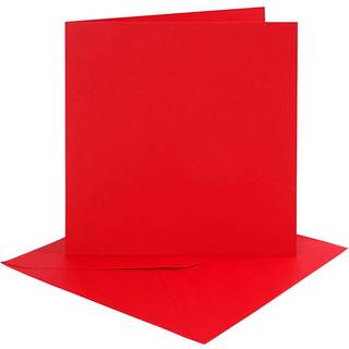 Røde Dobbeltbrevkort med Kuverter - 4 Sæt 15,2x15,2 cm