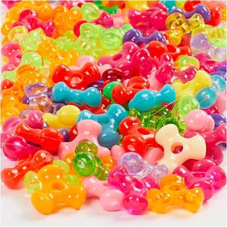 Farverige Møllemix Plastperler 10 mm - 65 g