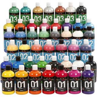 A-Color Akrylmaling, ass. farver, 45x500 ml/ 1 pk.