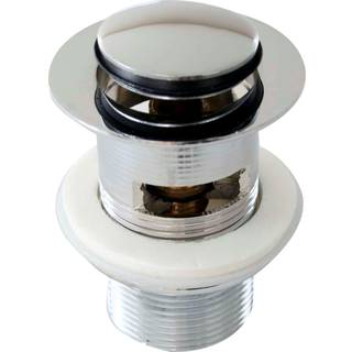 Bundventil  m/ overløb, 1 1/4", H 8 cm, push prop