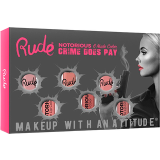 RUDE Cosmetics Crime Does Pay 6 Lip Colors Nude (1 sæt)