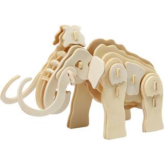 3D Konstruktionsfigur - Mammut i Træ, 19x8,5x11 cm
