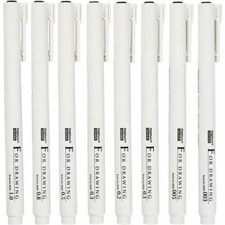 Creativ Company Fine Line Skrive/Tegnetusser 8 stk., Sort