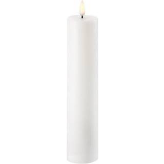 UYUNI LED Pillar Bloklys m. 3D flamme Ø5x22 cm (Nordic White)