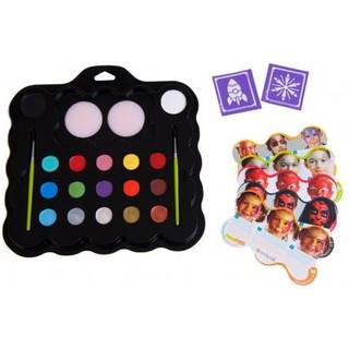GRIM TOUT Teatersminke - 17 farver - Super Party Kit