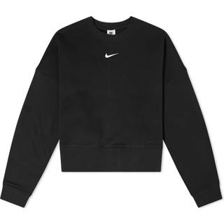 Overdimensioneret Nike Sportswear Collection Essentials-fleece-crewsweatshirt til kvinder - sort - XL (EU 48-50)