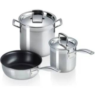 Le Creuset 3 dele 3-ply gryde- og pandesæt rustfrit stål