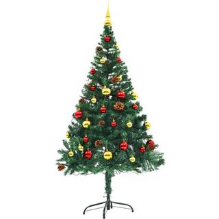 Kunstigt Juletræ Med Lys Og Julekugler 150 Cm - 150 x 80 cm