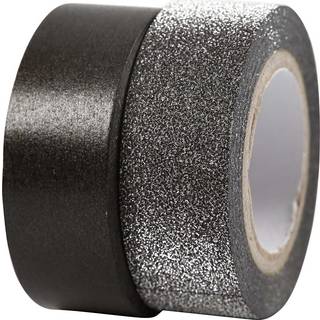 Vivi Gade Designtape 15 mm - Sort & Glitter, 2 ruller