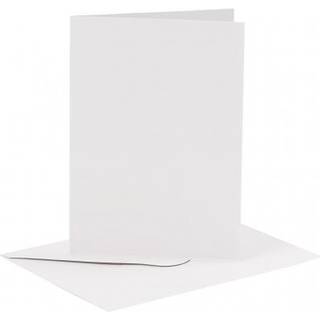 Elegante Kort og Kuverter - 6 Sæt, Hvid, 10,5x15 cm