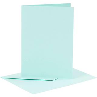 Lys Blå Kort og Kuverter - 6 Sæt, 10,5x15 cm