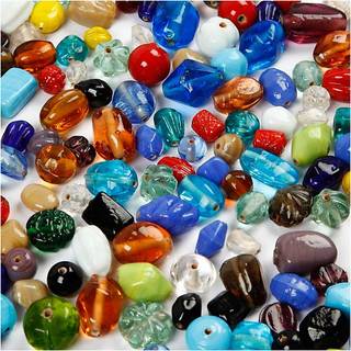 Assorterede Glasperler 7-18 mm - 1000g Mix