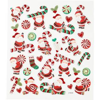 Stickers, julemand og sukkerstok, ark 15x16,5 cm, 1 ark