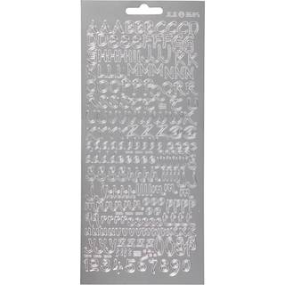 Sølv Bogstav Stickers 10x23 cm - Selvklæbende Ark