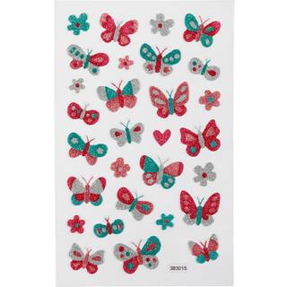 Glitterstickers med sommerfugle - 10x16 cm ark