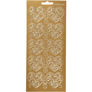 Guld Hjerte-Stickers 10x23 cm - Elegante Dekorationer