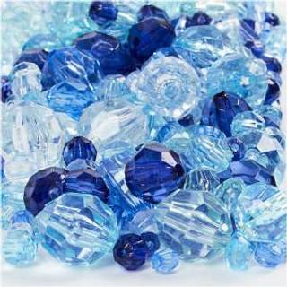Facetperler Blå Harmoni, 4-12 mm, 250g