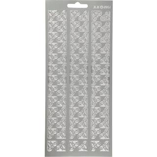 Sølv Hjørne Stickers - 10x23 cm, 1 Ark