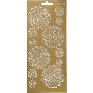 Guld Blomsterstickers - 10x23 cm, 1 ark