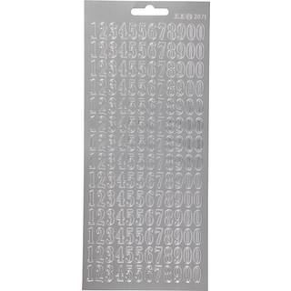 Sølv Tal Stickers - 10x23 cm, Selvklæbende Ark