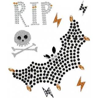 Rhinstensstickers med RIP og Flagermus - 14x17 cm