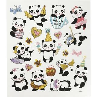 Selvklæbende Panda Stickers - 15x16,5 cm Ark