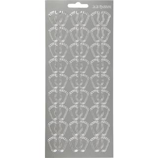 Sølv Fod Stickers - 10x23 cm Selvklæbende Ark
