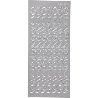 Sølv Tal Stickers 10x23 cm - Selvklæbende Ark
